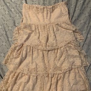 Pink lace strapless dress